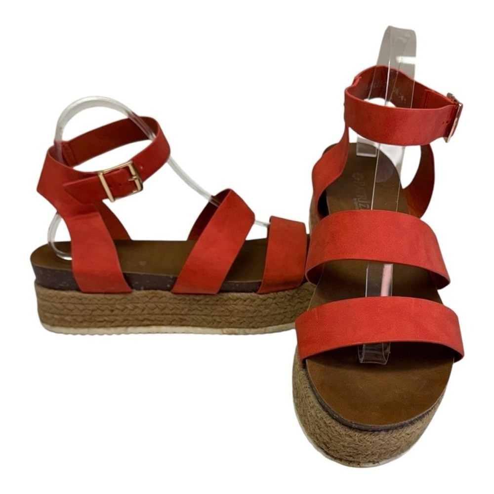 Platform Espadrille Sandals Coral Ankle Strap Buckle Summer Casual Shoes